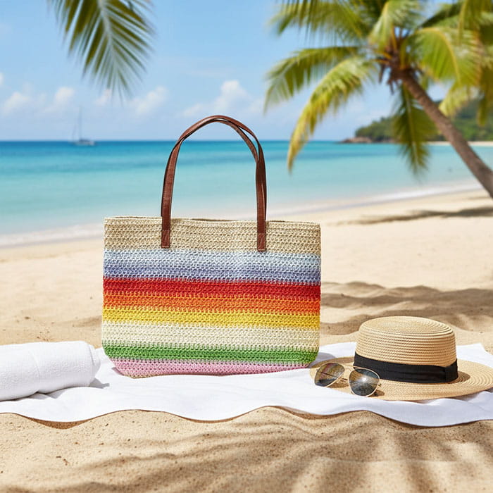 Geanta, BAG, Plaja, Iuta, 50x38x17cm, Multicolor, Geanta