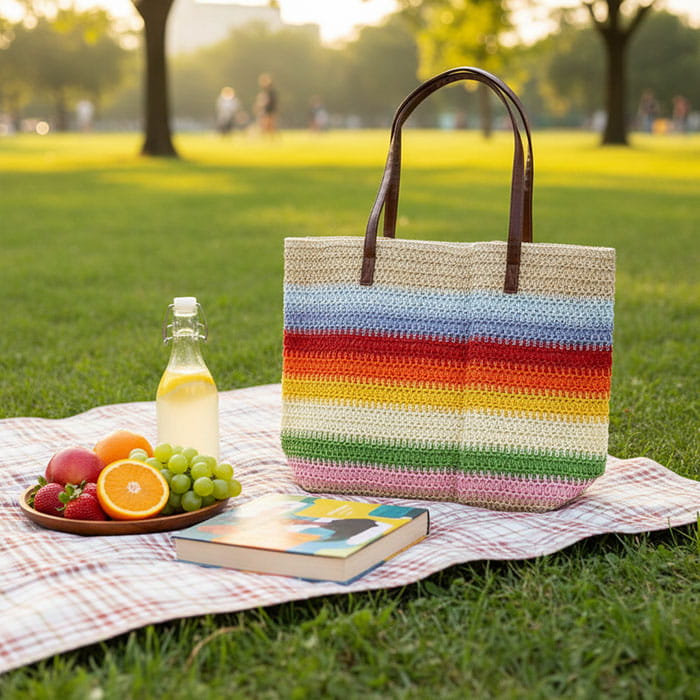 Geanta, BAG, Plaja, Iuta, 50x38x17cm, Multicolor, Geanta