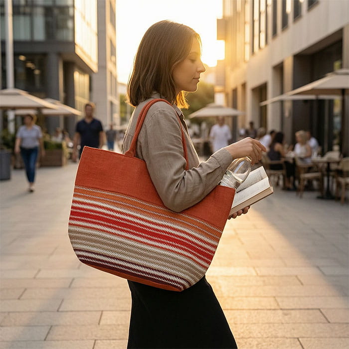 Geanta, BAG, Plaja, Iuta, 50x55x16cm, Multicolor, Geanta