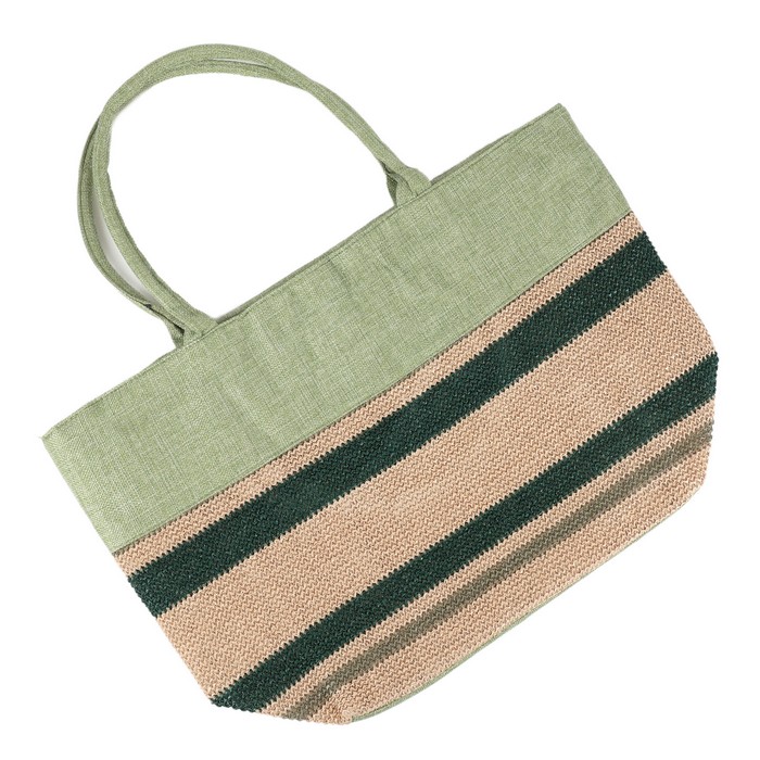 Geanta, BAG, Plaja, Iuta, 50x35x16cm, Bej/Verde, Geanta