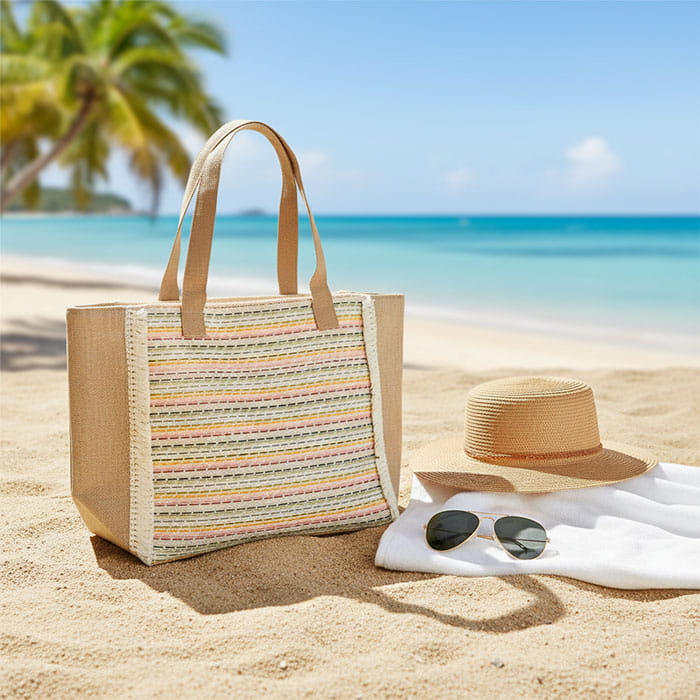 Geanta, BAG, Plaja, Iuta, 55x35x18cm, Bej, Geanta