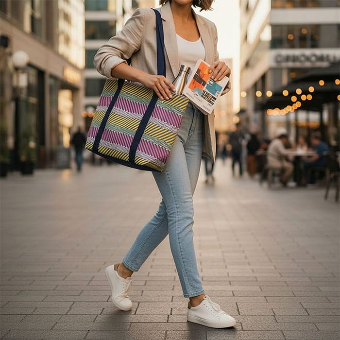 Geanta, BAG, Plaja, Iuta, 54x35x16cm, Multicolor, Geanta