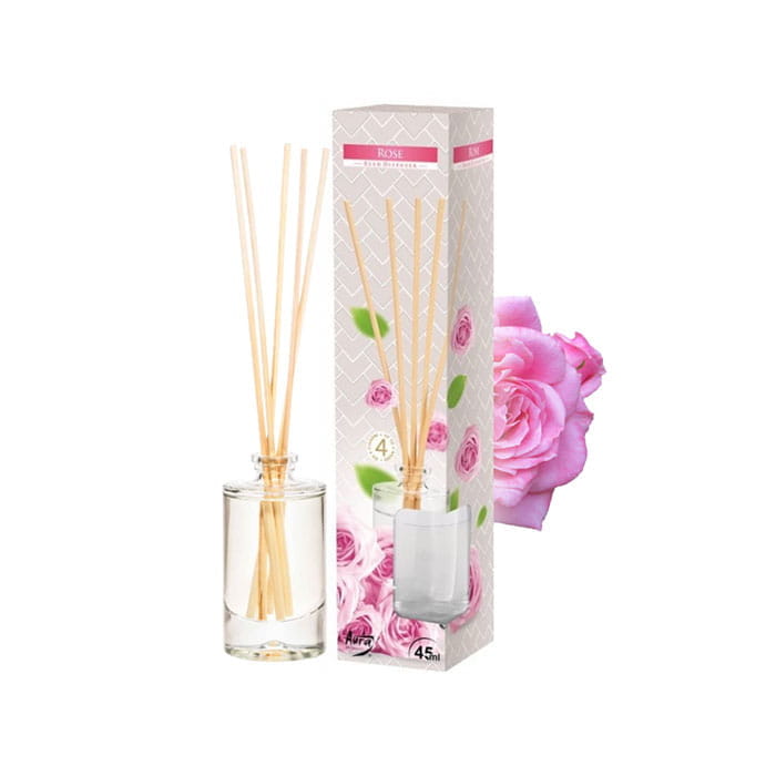 Odorizant camera, AURA, 45ml, Trandafir, Difuzor de parfum cu betisoare