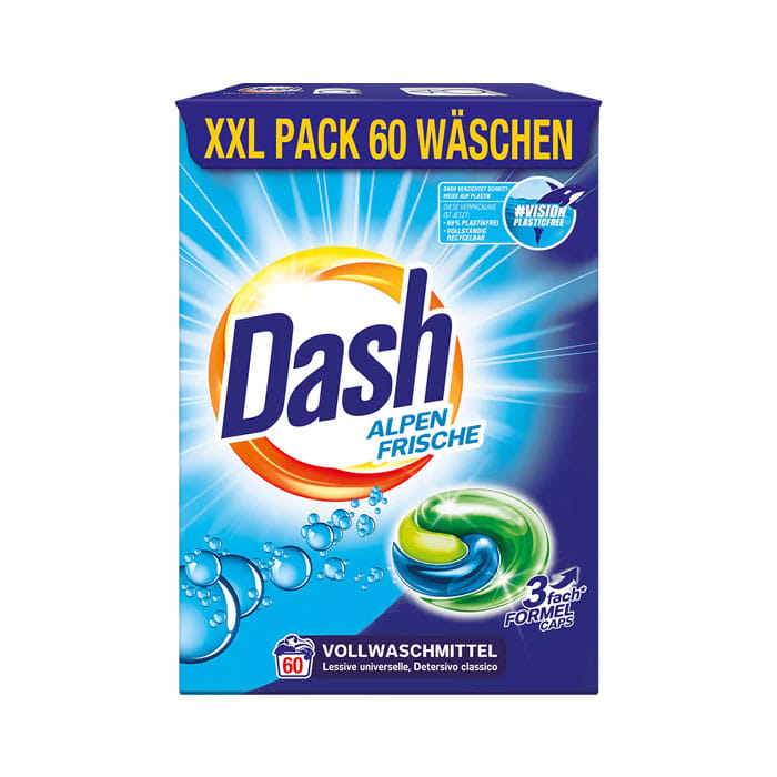 Detergent rufe, DASH, Capsule, 60 spalari, Alpine freshness, Universal, 30°C - 95°C, Pentru mașini de spălat
