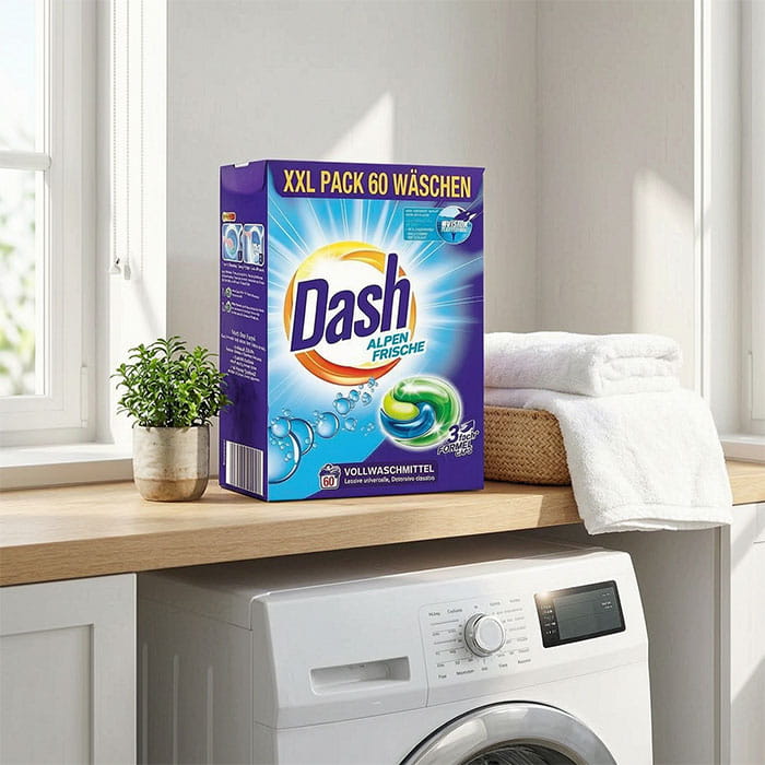 Detergent rufe, DASH, Capsule, 60 spalari, Alpine freshness, Universal, 30°C - 95°C, Pentru mașini de spălat