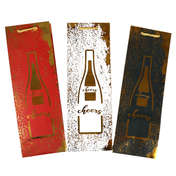 Punga cadou, GS, 12x35x10 cm, Diverse Culori, Pentru Vin, Carton