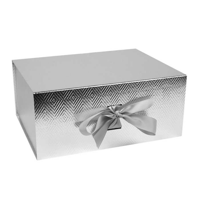Foldable gift box, GS, 33.5x26x15.5 cm, Cardboard, Silver