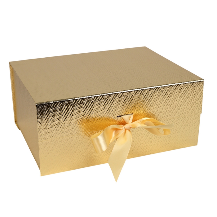 Foldable gift box, GS, 33.5x26x15.5 cm, Cardboard, Golden