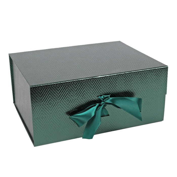 Foldable gift box, GS, 33.5x26x15.5 cm, Cardboard, Green