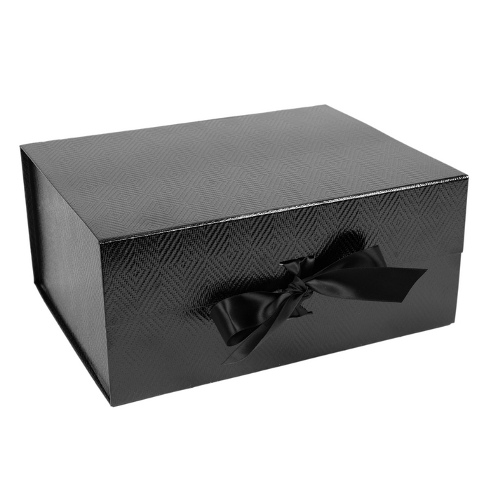 Foldable gift box, GS, 33.5x26x15.5 cm, Cardboard, Black