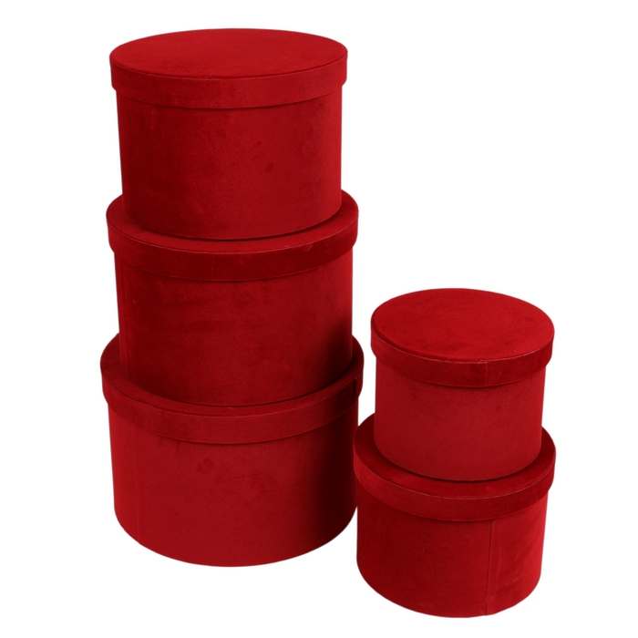 Set of gift boxes, GS, 5 pieces, Cardboard, Velvet, Various Colors