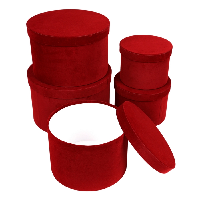Set of gift boxes, GS, 5 pieces, Cardboard, Velvet, Various Colors
