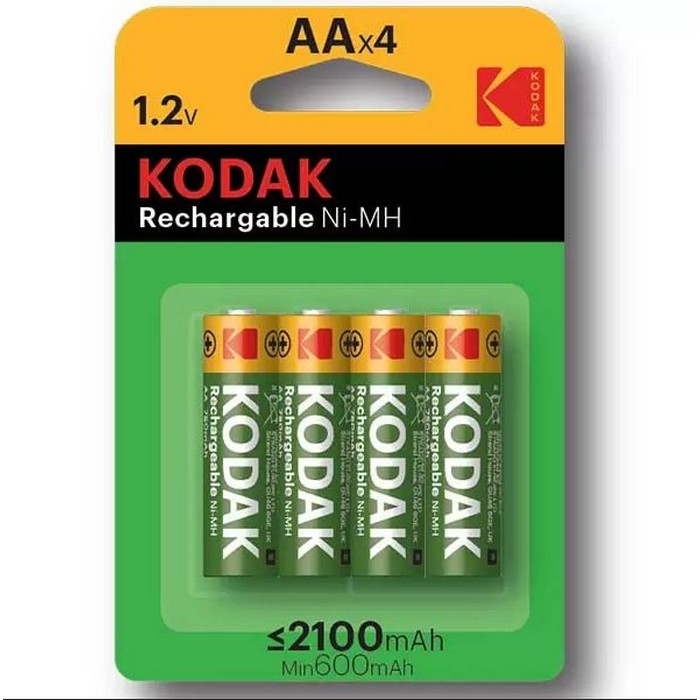 Set of batteries, KODAK, 4 pcs, Rechargeable, 2100 mAh, AA, 1.2 V, Ni-MH, R6, Kodak