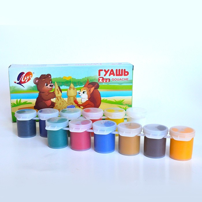 Гуашь, LUCI, 12 цветов, 15ml, Zoo, 250гр, 3+
