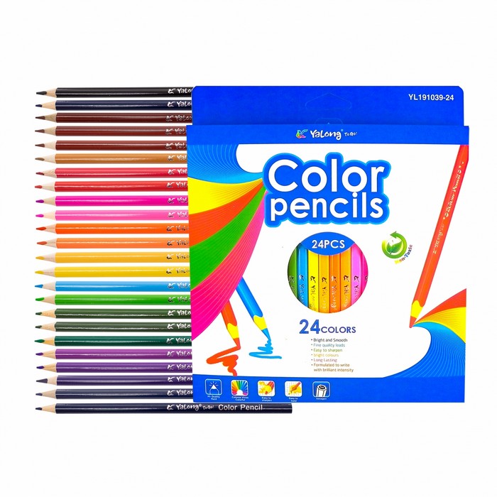 Creioane, YALONG, Color, 24 culori, Lemn