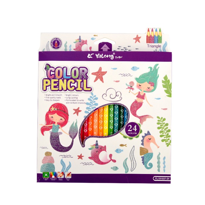 Creioane, YALONG, Color, 24 culori, Lemn