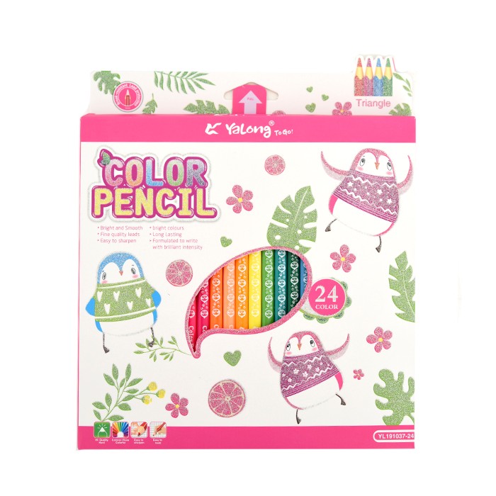 Creioane, YALONG, Color, 24 culori, Lemn