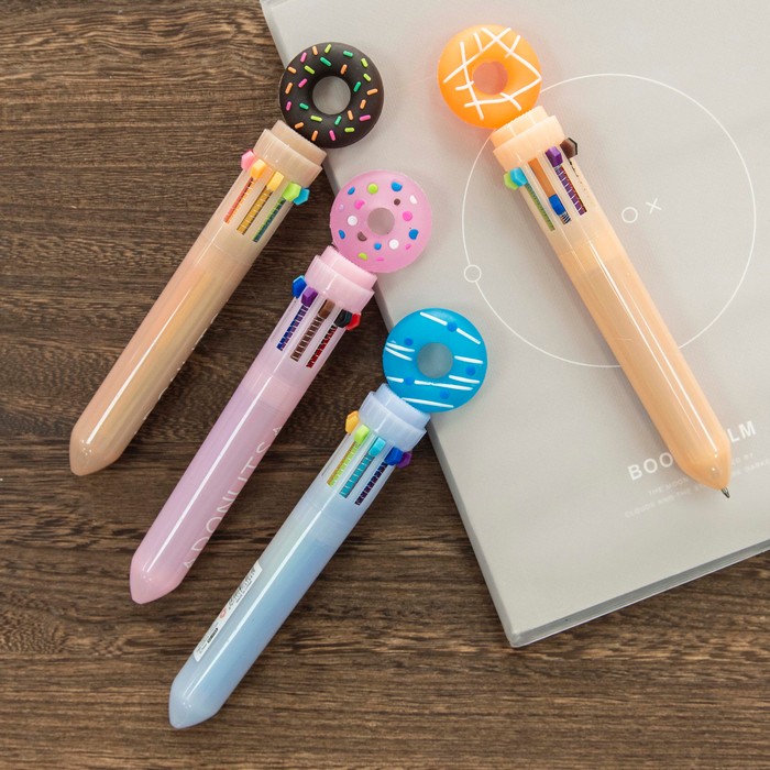 Pen, SCHOOL, With mechanism, Various Colors, With gel, Doughnuts, Plastic