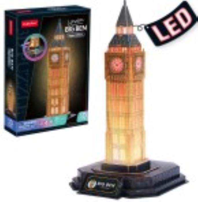 Пазлы, CUBICFUN, Big Ben, 3D LED, 32 предмета, свет