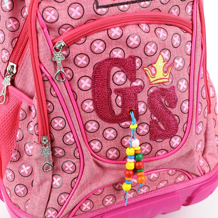 Valiza copii, YZLONG, Textil, Roz, Cu imprimeu, 55cm, 22cm, Cu maner, Cu roti