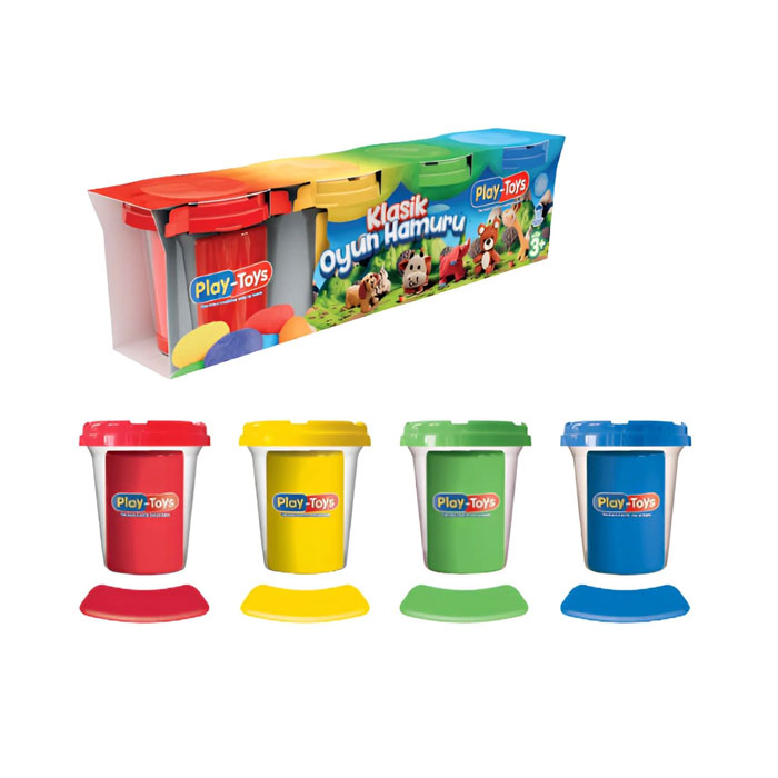 Pasta de modelat, PLAY TOYS, 4 culori, 3+