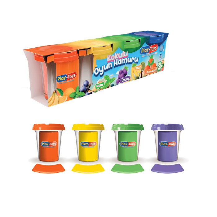 Pasta de modelat, PLAY TOYS, 4 culori, 3+