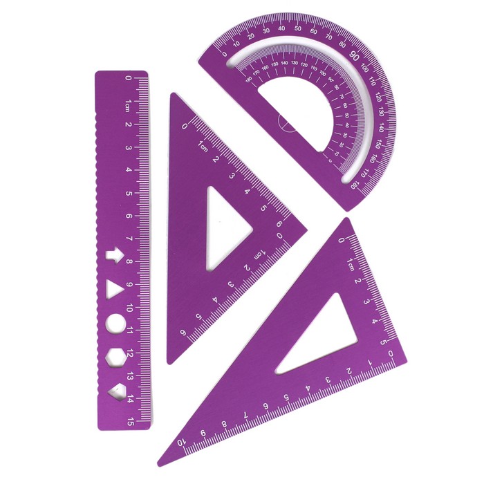 Set rigle, GS, 4 piese, Aluminiu, 15cm, Diverse Culori