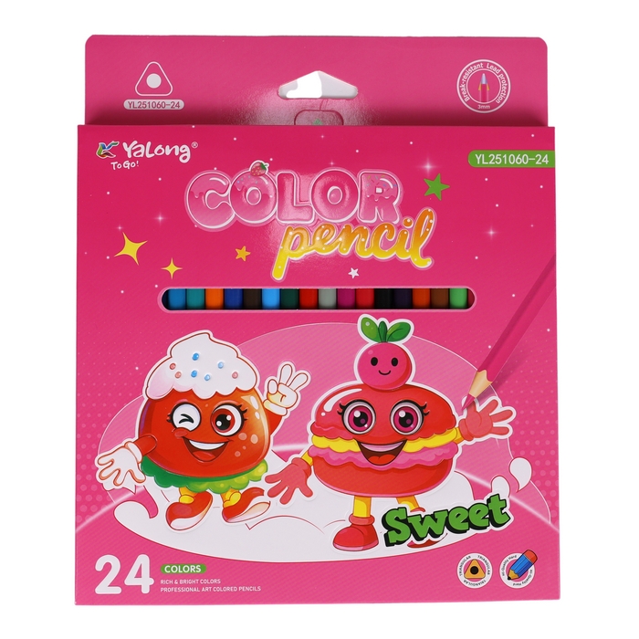 Creioane, YALONG, Color, 24 culori, Lemn