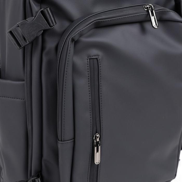 Ghiozdan, GS, Eco pielea Nappa, 45x30x18 cm, Negru