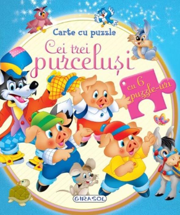 Carte cu puzzle, Atlas-ABC, cei 3 purcelusi, româna, Carton