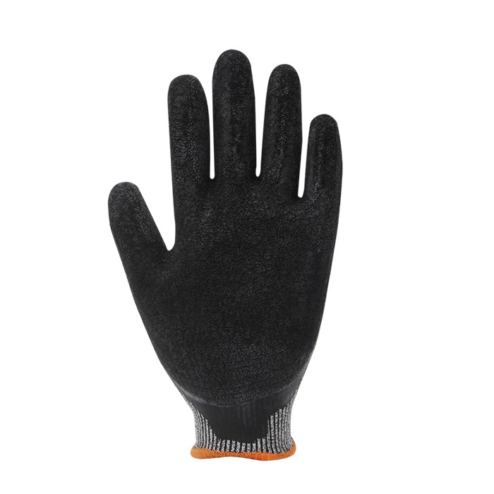 Work gloves smooth, BEYBI, Crinkle, Gray/Black, XL, Latex