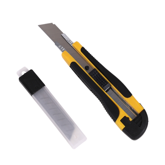 Cutter, GS, Plastic/Metal, 18 mm, Reserve knives, Black/Yellow
