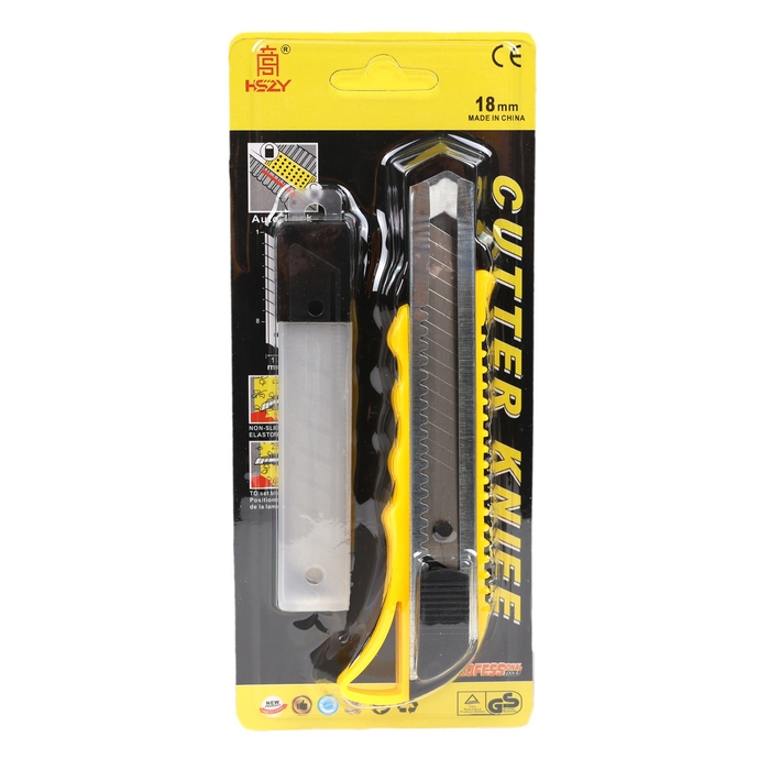 Cutter, GS, Plastic/Metal, 18 mm, Reserve knives, Yellow