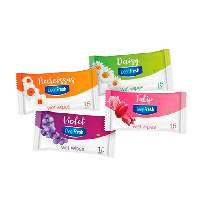 Servetele umede, DEEP FRESH, 15 piese, Flowers