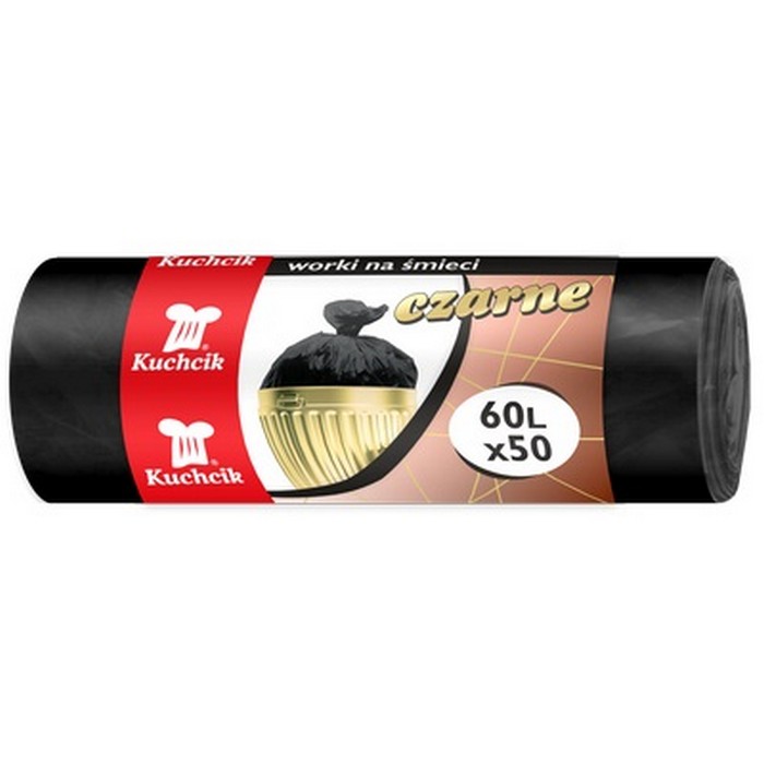 Garbage bags, Kuchcik, 60L, 50 pcs, Black