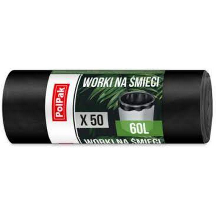 Saci menajeri, PolPak, 60L, 50 buc, Negru