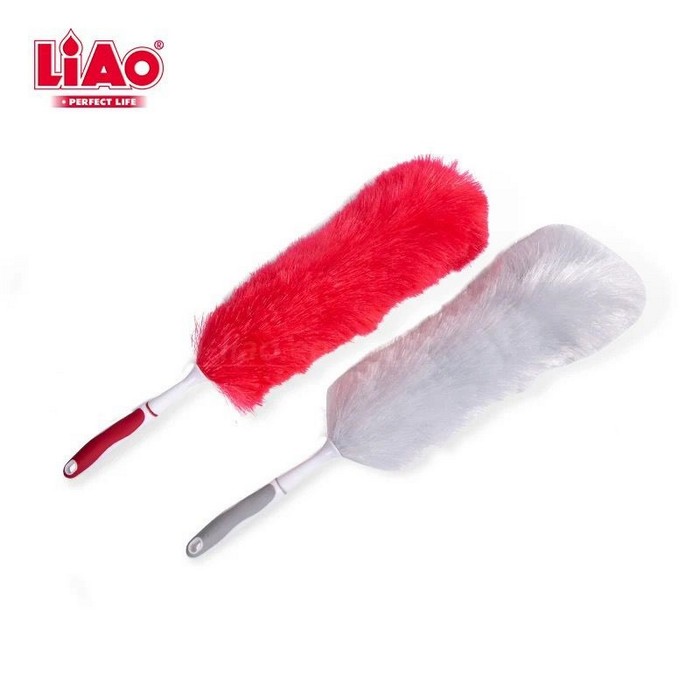 Pamatuf praf, LiAo, Fibre sintetice, 40cm, Alb/Rosu, Universala