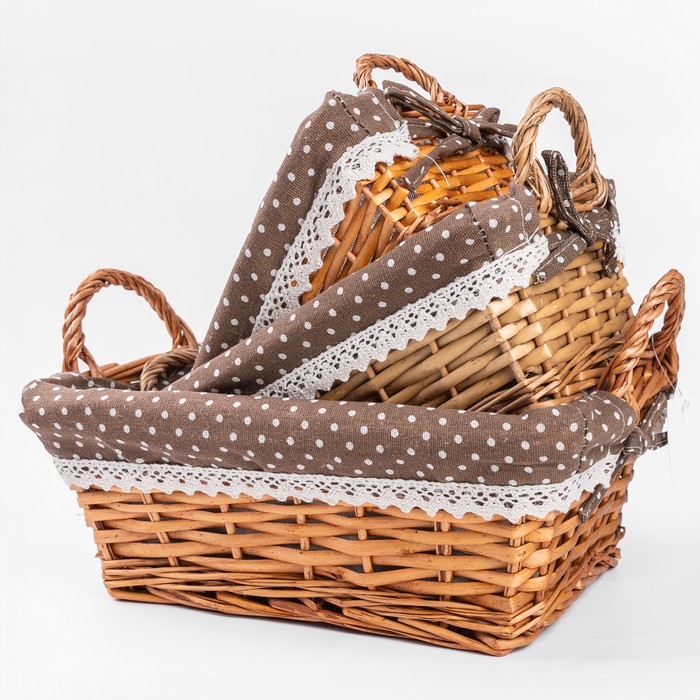 Набор корзин, GS, 3 предмета, Лоза, Текстиль