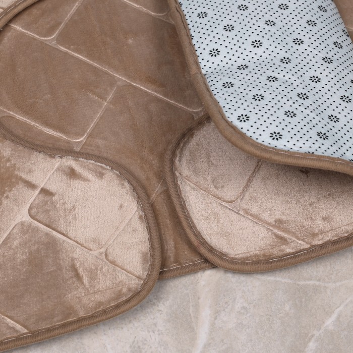 Set covoras baie, CARPET, 3 piese, Microfibra, 50x80cm, 50x40 cm, Diverse Culori, Dreptunghiular