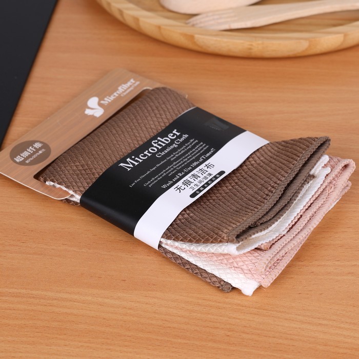 Set lavete, MICROFIBER, 3 piese, Microfibra, 30x30cm, Diverse Culori