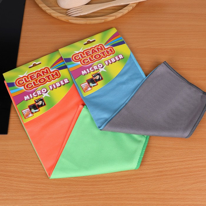 Set lavete, MICROFIBER, 2 piese, Microfibra, 30x40cm, Diverse Culori, Sticla/Oglinda