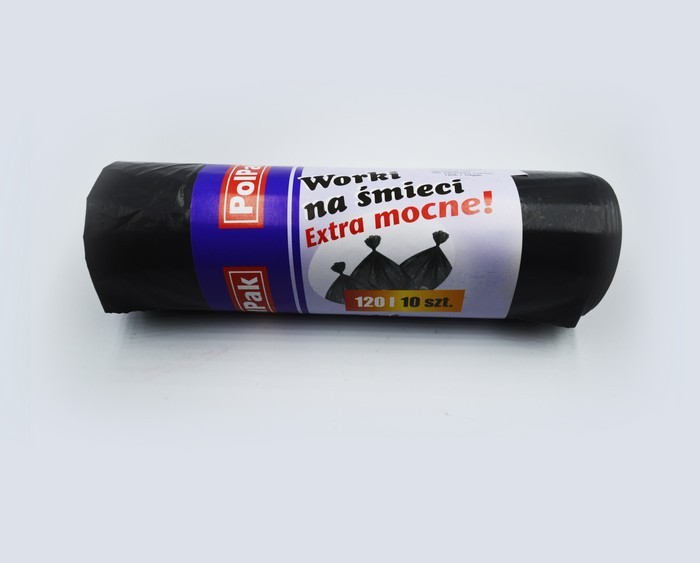 Saci menajeri, PolPak, 120L, 10 buc, Negru, Polietilena