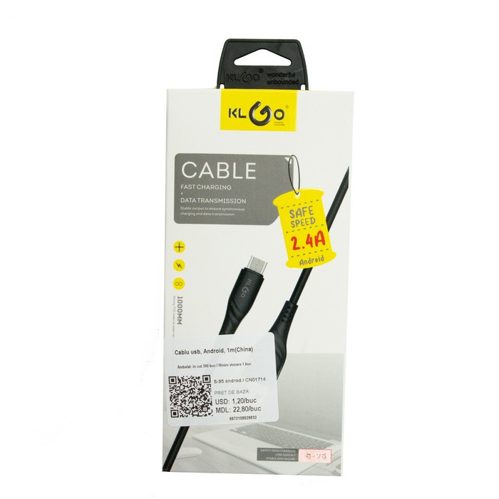 Usb кабель, KLGO, Android, 1м