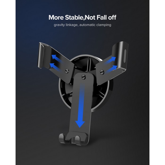 Car phone holder, UGREEN, Aluminium, ABS, Silicone, Black