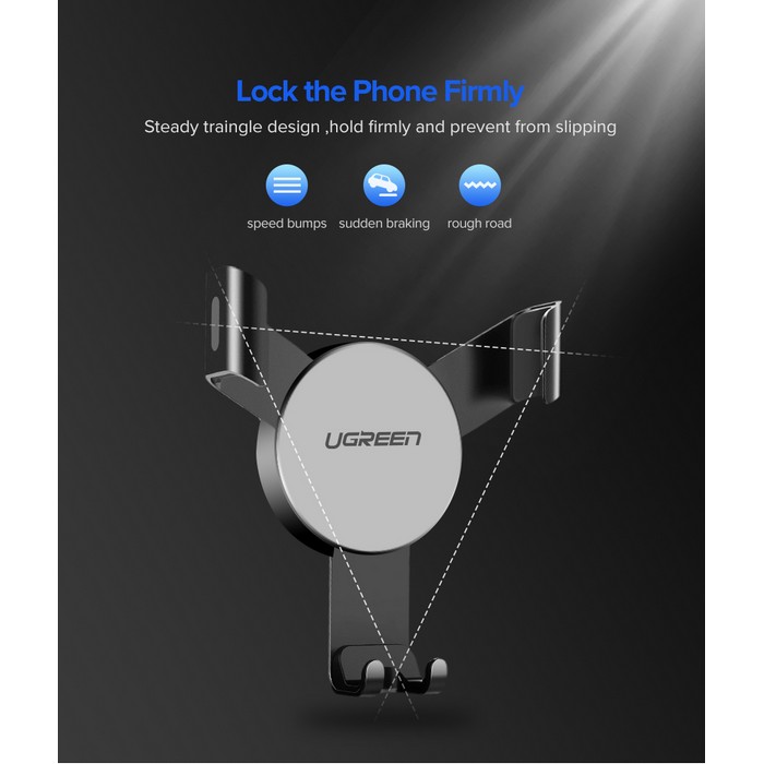 Car phone holder, UGREEN, Aluminium, ABS, Silicone, Black