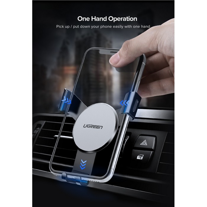 Car phone holder, UGREEN, Aluminium, ABS, Silicone, Black