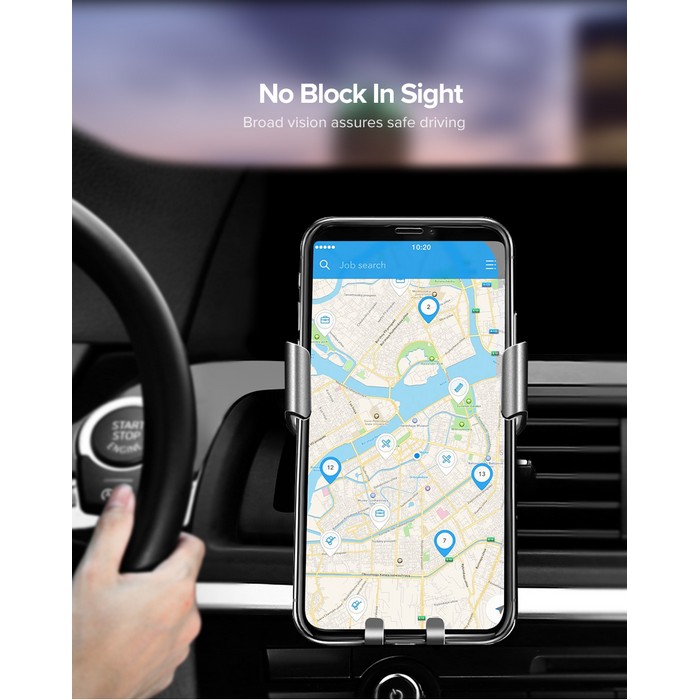 Car phone holder, UGREEN, Aluminium, ABS, Silicone, Black