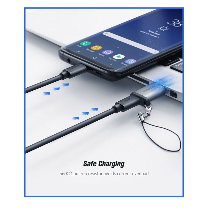 Adapter, UGREEN, USB-A to USB-C, 3 A, Aluminium, Gray