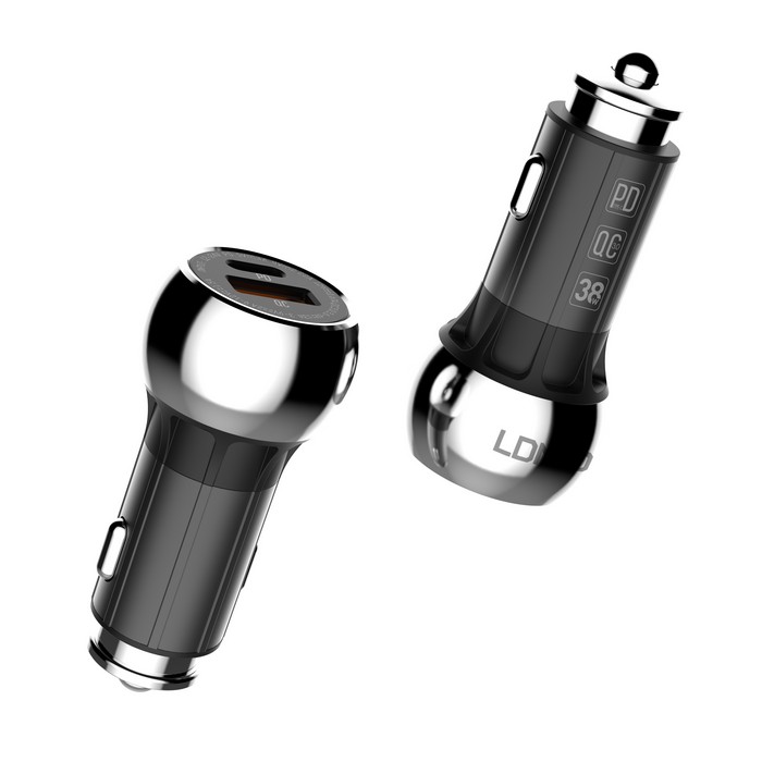 Incarcator auto, LDNIO, USB-A + USB-C, 38w, Plastic, Negru