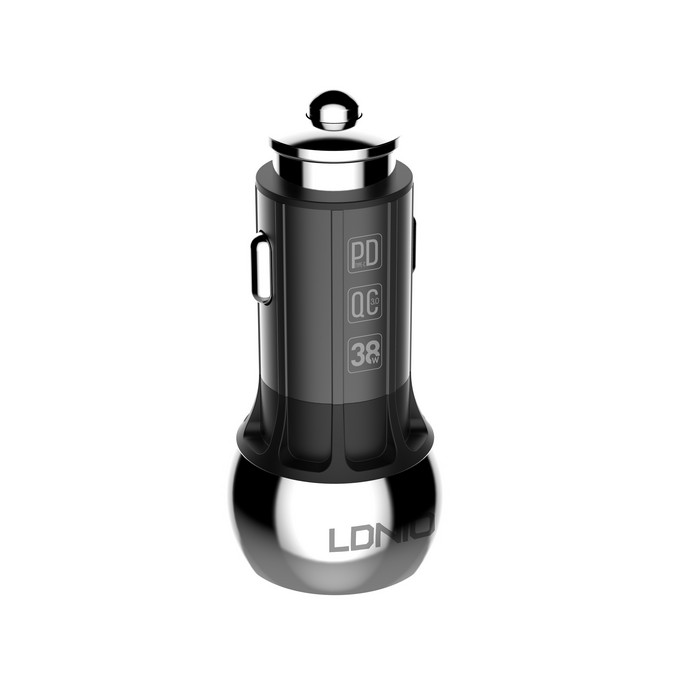 Incarcator auto, LDNIO, USB-A + USB-C, 38w, Plastic, Negru
